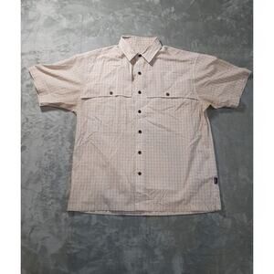 Patagonia Shirt Mens M Orange Plaid Vented Short Sleeve Hiking Outdoor Gorpcore